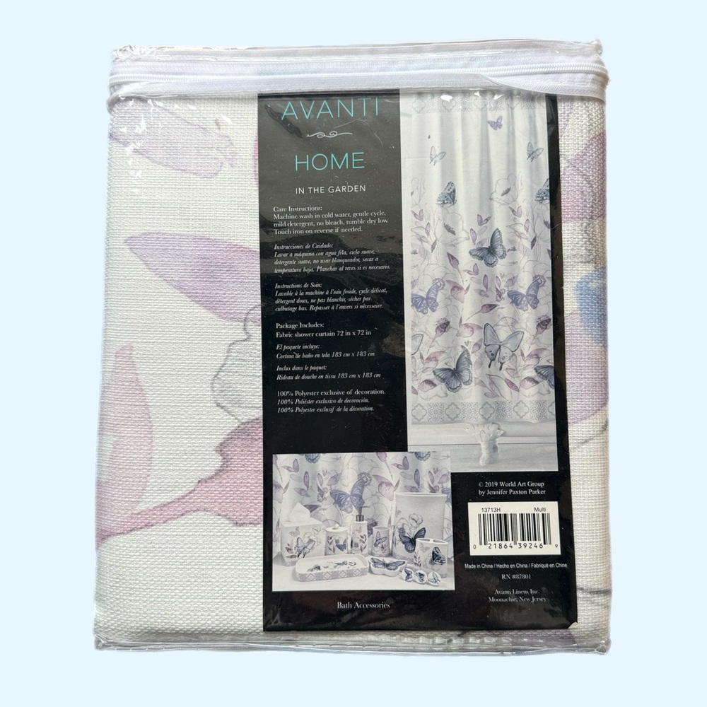 Avanti In The Garden Shower Curtain 72×72 Floral Polyester Bathroom Curtain - Picture 3 of 3